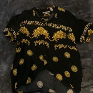 Black and gold button up